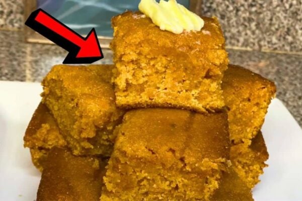 Easy Jiffy Sweet Potato Cornbread, homemade and freshly served