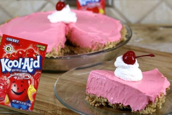 Easy 5-Ingredient Kool-Aid Pie, homemade and freshly served