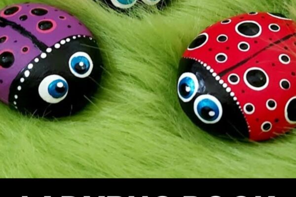 Finished Easy Ladybug Rock Painting Using Pencils, a completed DIY project