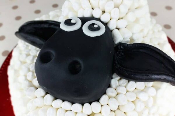 Easy Last-Minute Sheep Cake, homemade and freshly served