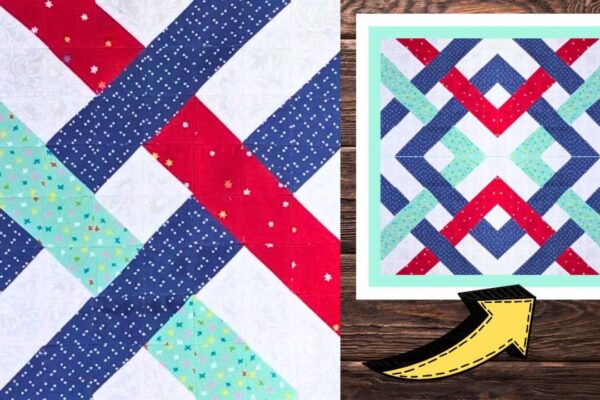 Finished Beginner-Friendly Lattice Square Quilt Block, a completed DIY project
