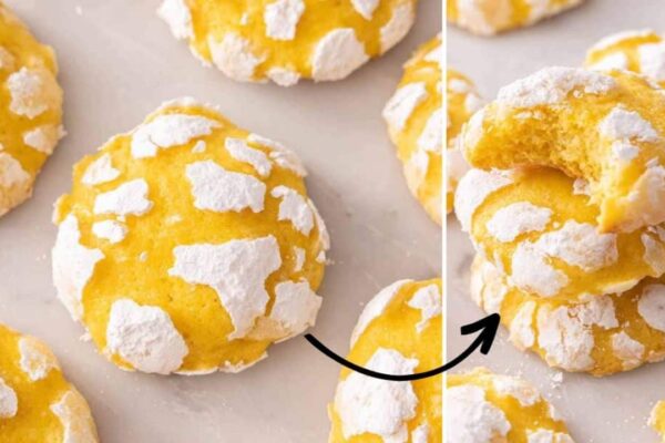 Easy Lemon Crinkle Cookies, homemade and freshly served