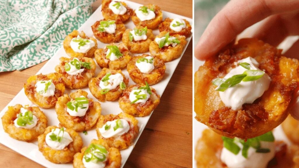 Easy Loaded Tater Tot Cups, homemade and freshly served