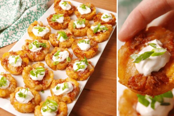 Easy Loaded Tater Tot Cups, homemade and freshly served