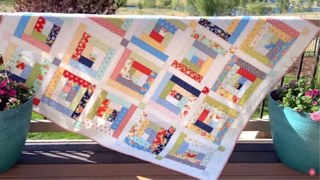 Finished Easy Log Cabin Quilt For Beginners, a completed DIY project