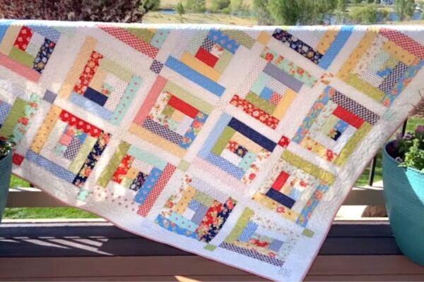 Finished Easy Log Cabin Quilt For Beginners, a completed DIY project