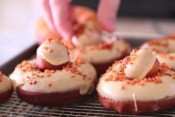 Easy Maple Bacon Donuts, homemade and freshly served