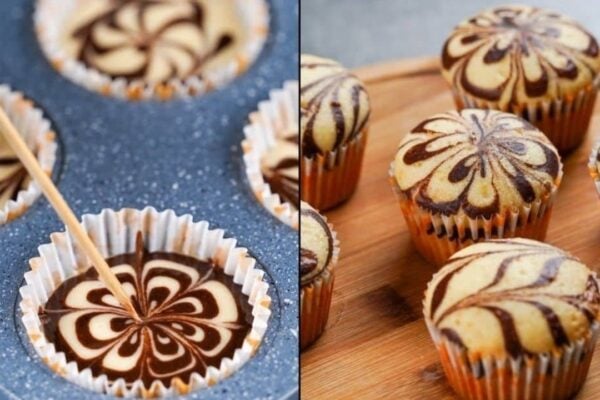 4 Step Marble Cupcake, homemade and freshly served
