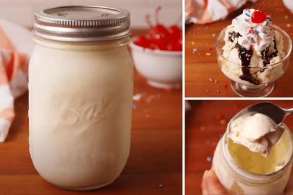 Easy-to-Make Mason Jar Ice Cream, homemade and freshly served