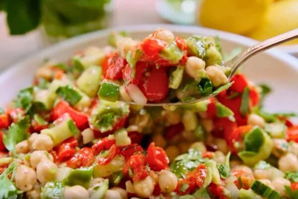 Easy Mediterranean Chickpea Salad, homemade and freshly served