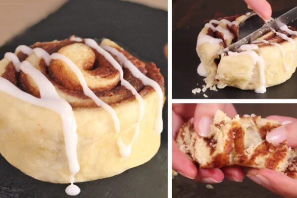 Easy 1-Minute Microwaved Cinnamon Roll, homemade and freshly served