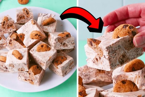 Easy No-Bake Milk ‘n Cookie Fudge, homemade and freshly served