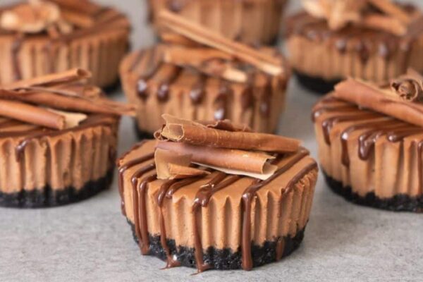 Mini Chocolate Cheesecakes, homemade and freshly served