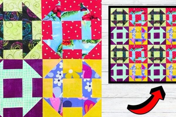 Finished a Mini Churn Dash Quilt Block, a completed DIY project