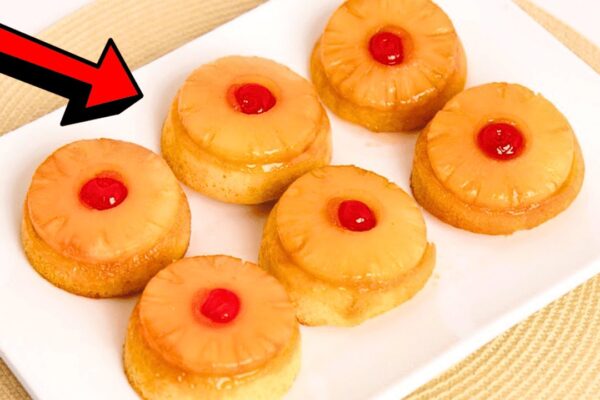Easy Mini Pineapple Upside Down Cake, homemade and freshly served
