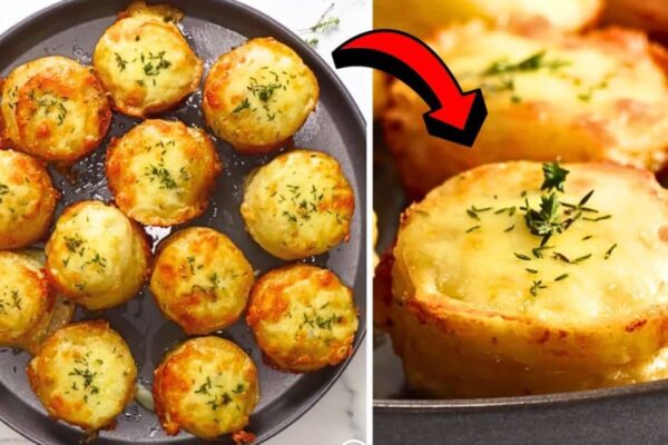 Easy Mini Potato Gratin Stacks, homemade and freshly served