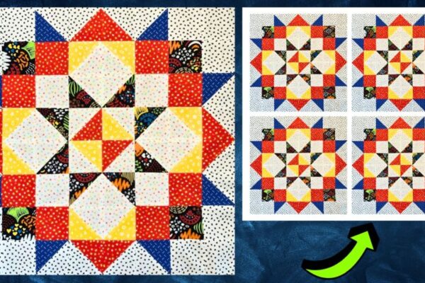 Finished Easy Moda Love Quilt Block, a completed DIY project
