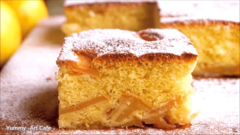 Easy Moist Apple Cake, homemade and freshly served