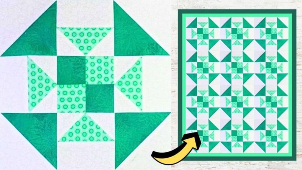 Finished Simple Monkey Wrench Variation Quilt Block (with Free Pattern), a completed DIY project
