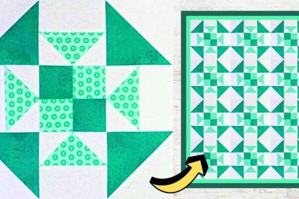 Finished Simple Monkey Wrench Variation Quilt Block (with Free Pattern), a completed DIY project