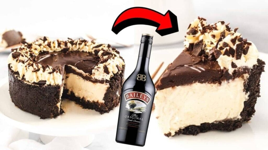 Easy No-Bake Baileys Cheesecake, homemade and freshly served