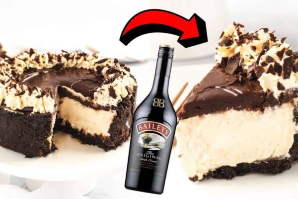 Easy No-Bake Baileys Cheesecake, homemade and freshly served