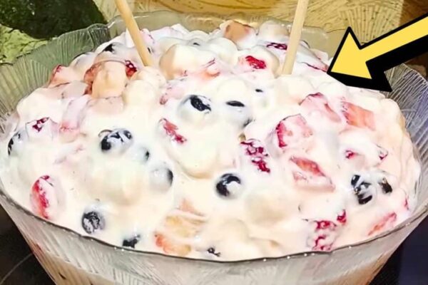 Easy No-Bake Cheesecake Salad Dessert, homemade and freshly served