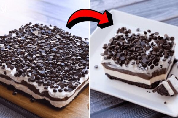 Easy No-Bake Chocolate Lasagna, homemade and freshly served