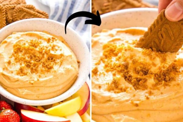 Easy 5-Minute Fluffy Pumpkin Dip, homemade and freshly served