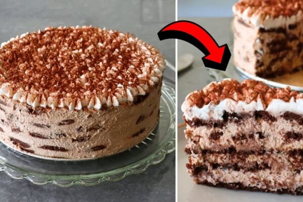 Easy No-Bake Mocha Chip Icebox Cake, homemade and freshly served