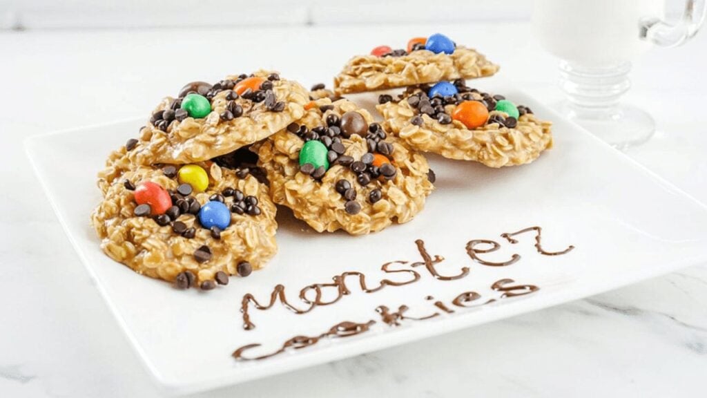 Easy No-Bake Monster Cookies, homemade and freshly served