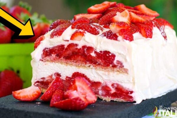Easy No-Bake Strawberry Icebox Cake, homemade and freshly served