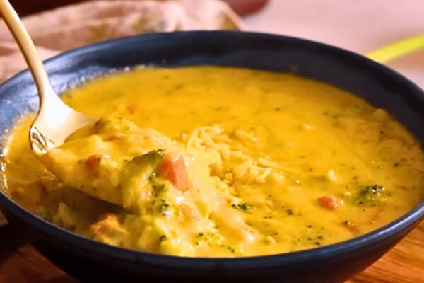 Easy Restaurant-Style Broccoli Cheese Soup, homemade and freshly served