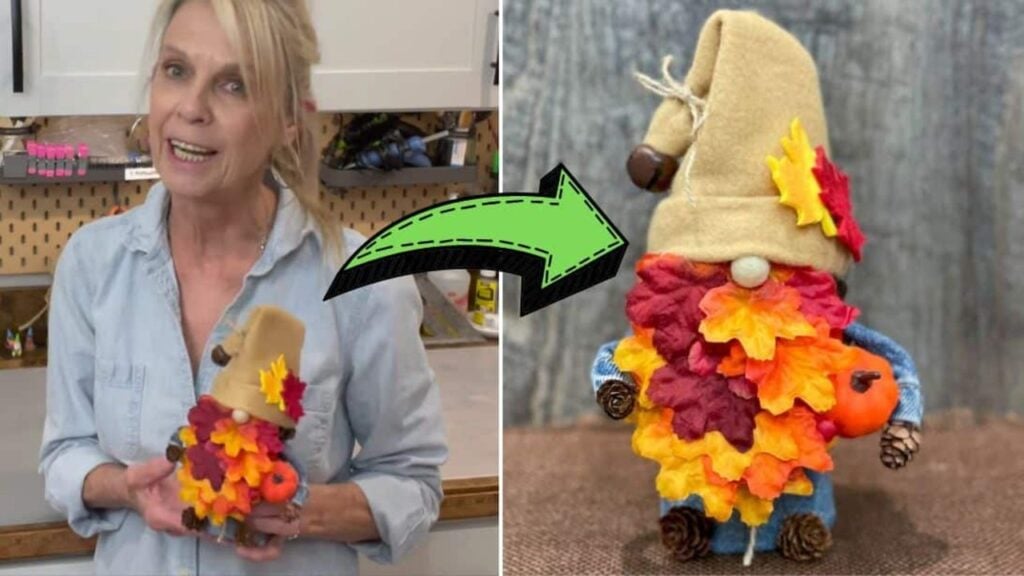 Finished Easy No-Sew DIY Fall Pinecone Gnome, a completed DIY project