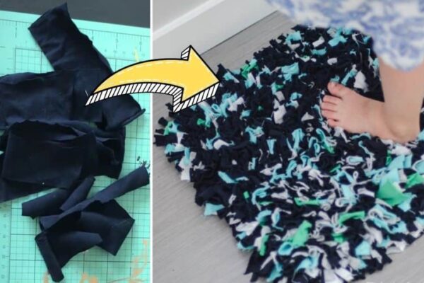 Finished Easy No-Sew DIY Rug Using Scrap Fabrics, a completed DIY project