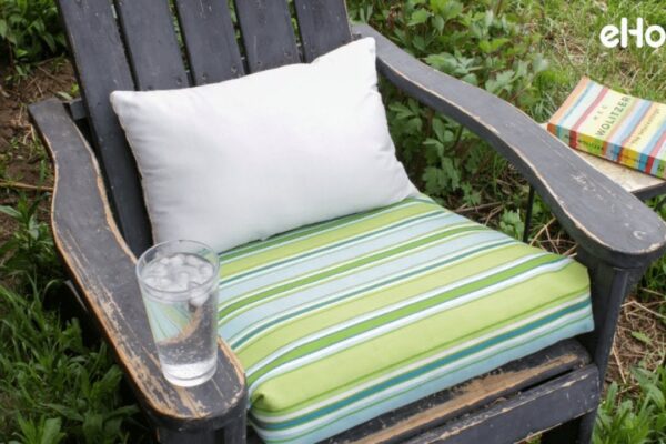 Finished DIY No-Sew Outdoor Patio Cushion, a completed DIY project