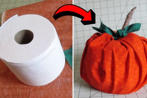 Finished Easy No-Sew Toilet Paper Pumpkin, a completed DIY project