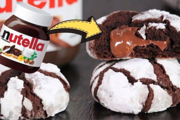 Easy Nutella Crinkle Cookies, homemade and freshly served