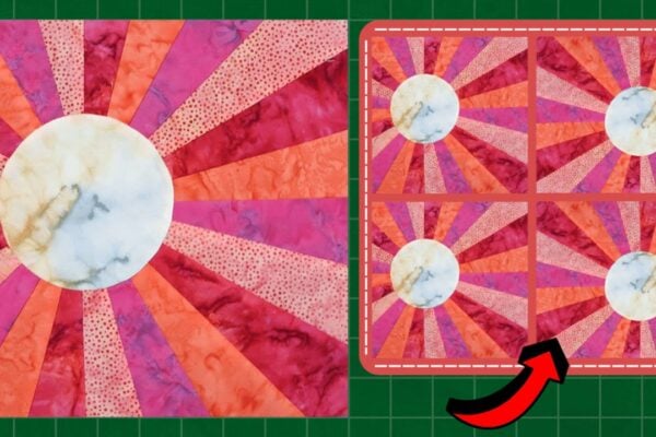 Finished an Offset Sun Quilt Block, a completed DIY project