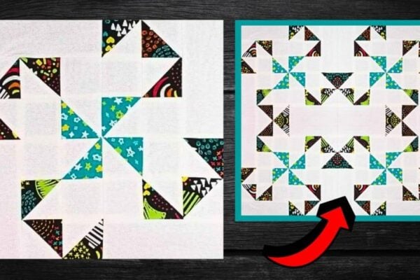 Finished Easy Oklahoma Twister Quilt Block, a completed DIY project