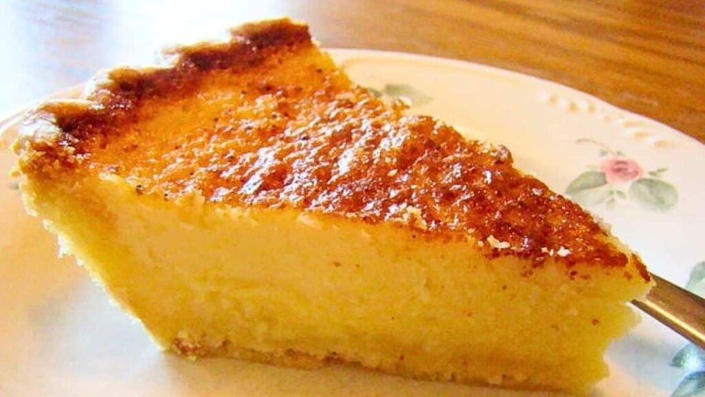 Easy Old-Fashioned Buttermilk Pie, homemade and freshly served
