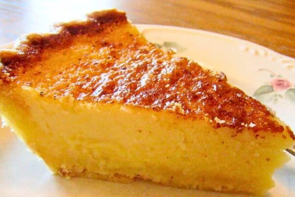 Easy Old-Fashioned Buttermilk Pie, homemade and freshly served