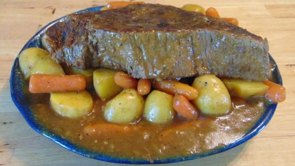 Old-Fashioned Sunday Pot Roast Dinner, homemade and freshly served