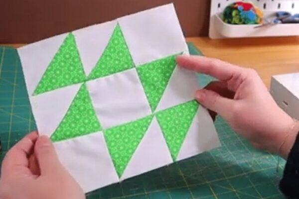 Finished Old Maid’s Puzzle Quilt Block, a completed DIY project