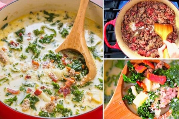 Easy Olive Garden Copycat Zuppa Toscana Soup, homemade and freshly served