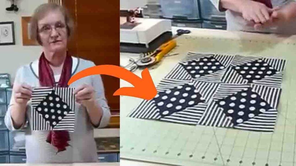 Finished Easy On-Point Square-In-Square Quilt Block, a completed DIY project