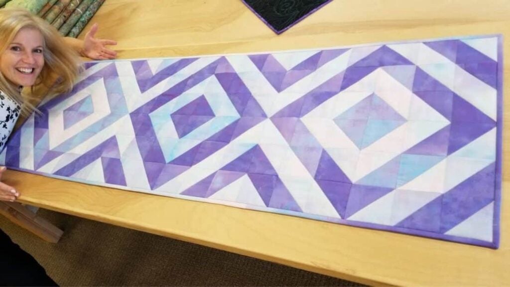 Finished Easy One-Fabric Runner Quilt For Beginners, a completed DIY project