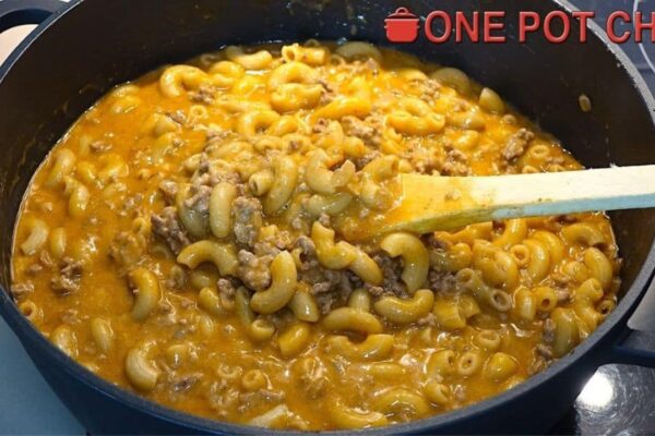 Easy One-Pot Cheesy Beef Taco Pasta, homemade and freshly served