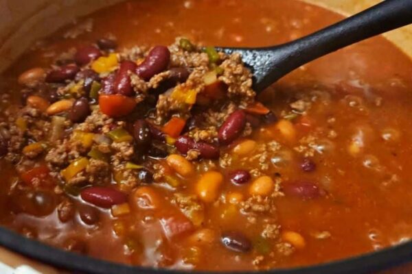 Easy One-Pot Homemade Chili, homemade and freshly served