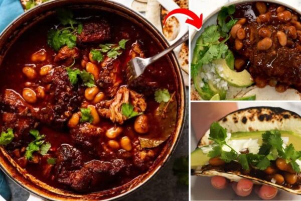 Easy One-Pot Mexican Chipotle Pork and Beans, homemade and freshly served